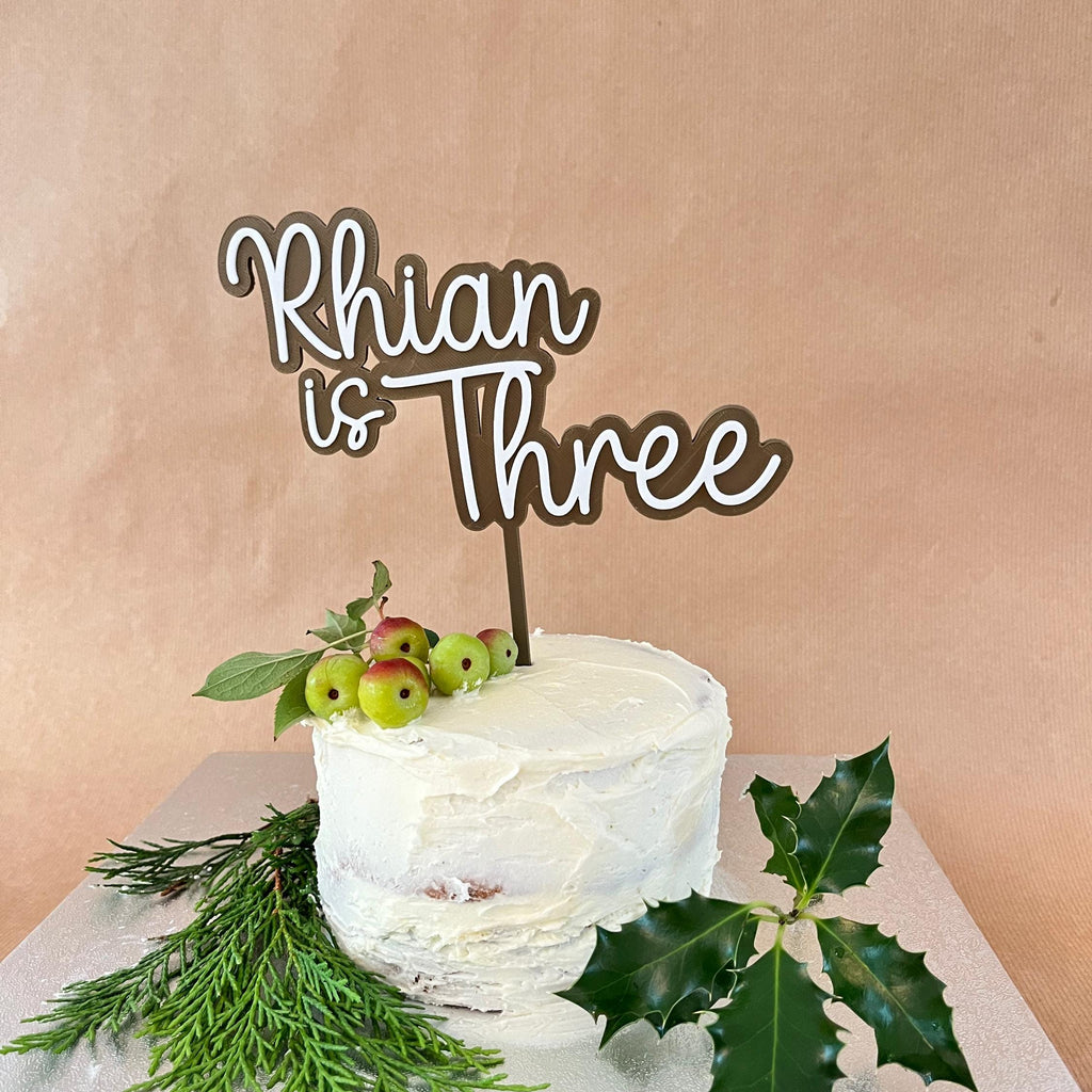Personalised Name Cake Topper, 3D Printed Birthday Cake Topper With Age. Double Layer Custom name cake topper
