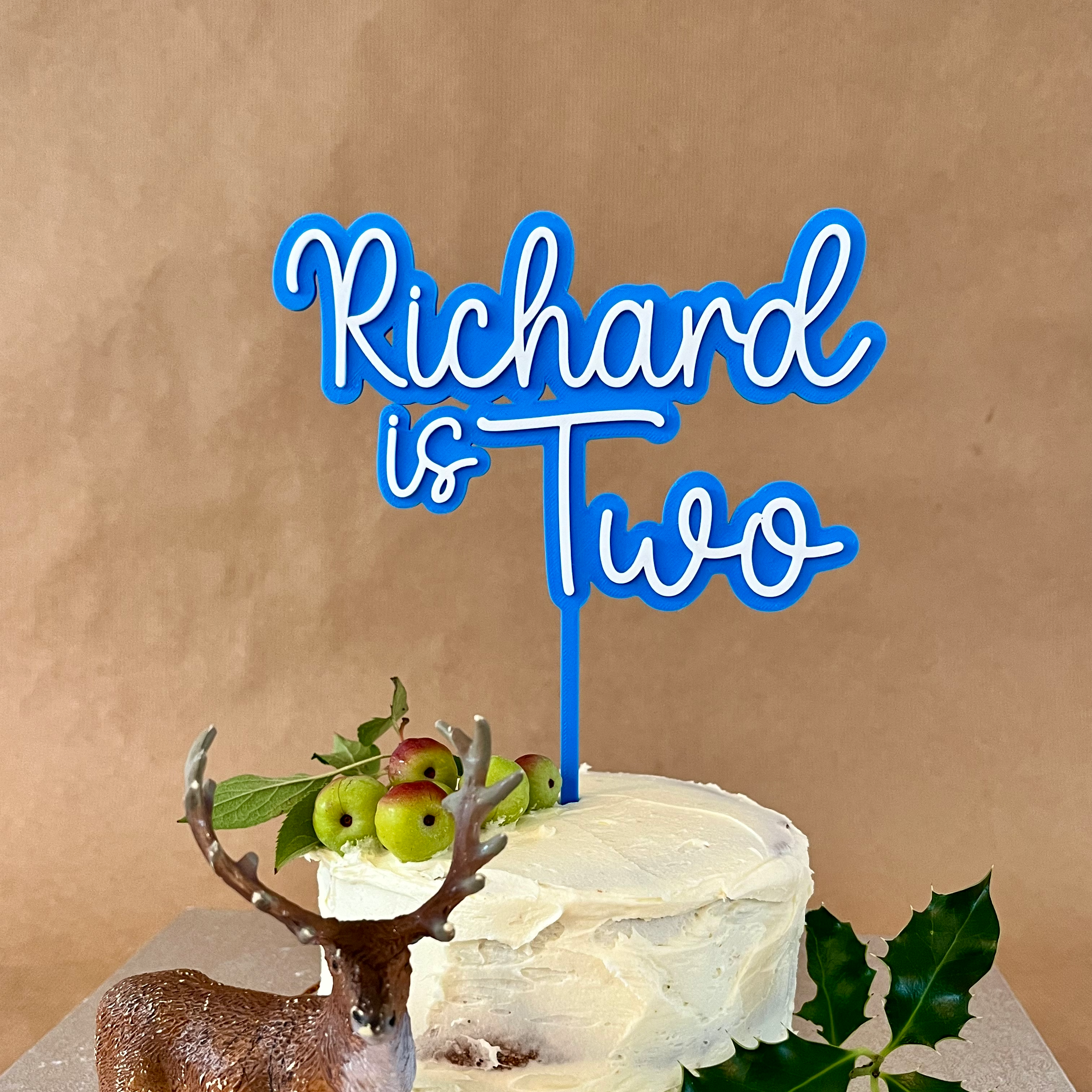 Personalised Name Cake Topper, 3D Printed Birthday Cake Topper With Age. Double Layer Custom name cake topper