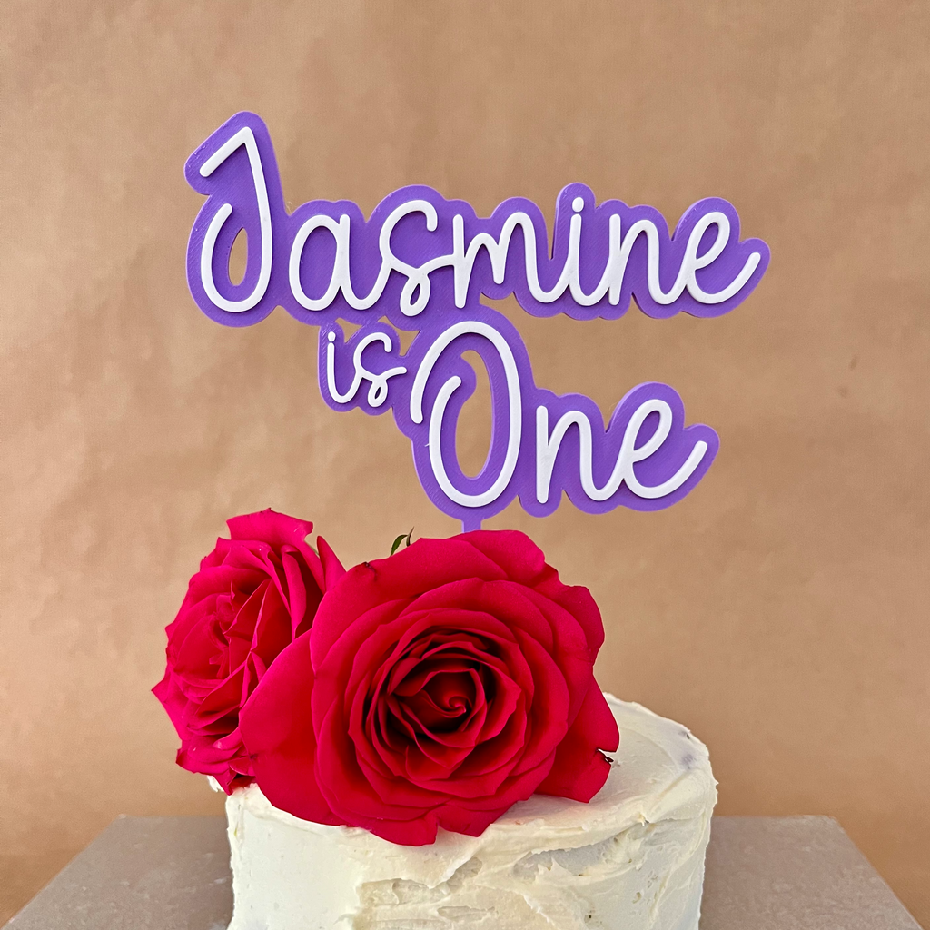 Personalised Name Cake Topper, 3D Printed Birthday Cake Topper With Age. Double Layer Custom name cake topper