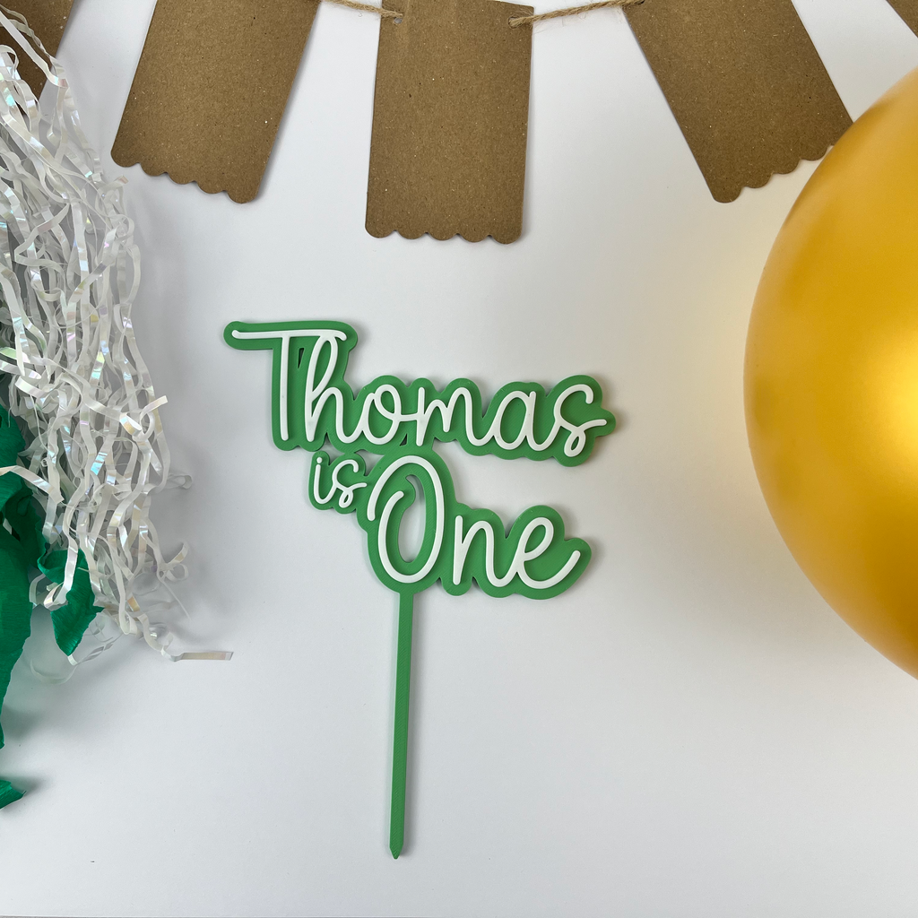 Personalised Name Cake Topper, 3D Printed Birthday Cake Topper With Age. Double Layer Custom name cake topper